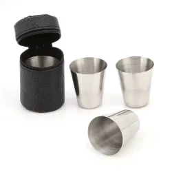 Campingbecher aus Edelstahl – mit Aufbewahrungsbeutel – 180 ml – 4 Stück