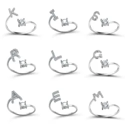Größenverstellbarer Ring – Buchstaben von A bis Z mit Strasssteinen