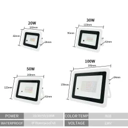 RGB-LED-Flutlicht – Außenreflektor – Fernbedienung – wasserdicht – 220 V/110 V – 20 W – 30 W – 50 W – 100 W