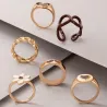 Ringe im Retro-Stil - braune Blumen / Herzen - 6 Stück