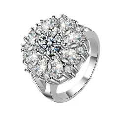 Eleganter Silberring - Kristallblume