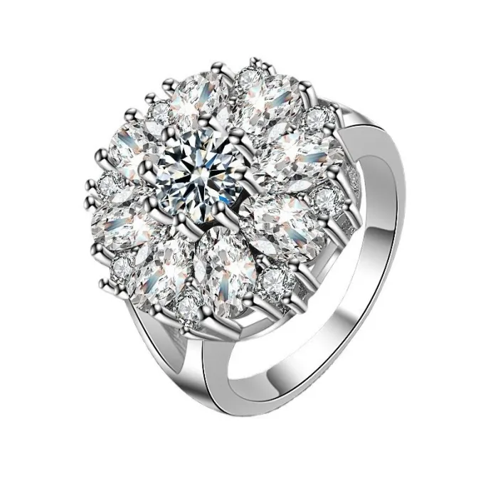 Eleganter Silberring - Kristallblume