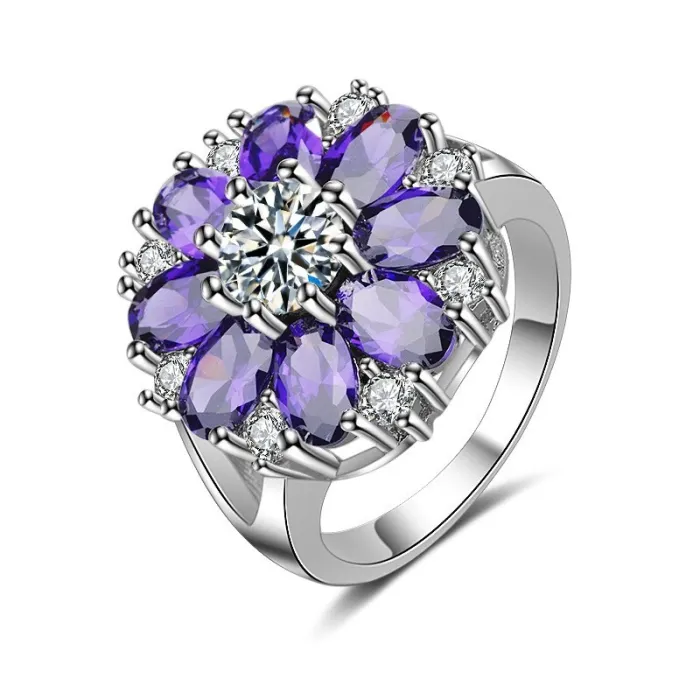 Eleganter Silberring - Kristallblume