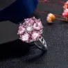 Eleganter Silberring - mit rosa Kristallblume