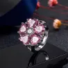 Eleganter Silberring - mit rosa Kristallblume