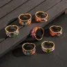 Eleganter offener Ring - bunte Blumen - Bohemian-Stil