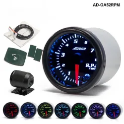 Universeller Auto-Drehzahlmesser – Messgerät – 7-Farben-LED – mit Sensor/Halterung – 12 V – 52 mm