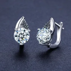 Elegante Silberohrringe – mit weiß/schwarzen Kristallen