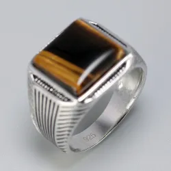 925 sterling silver ring - signet with tiger eye stoneRings