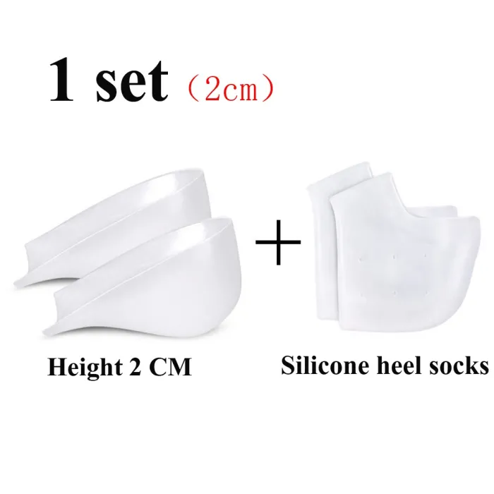 Schuheinlagen zur Erhöhung der Höhe – Silikon-Gel-Pads – Einlegesohlensocke – Fersen-/Knöchelschutz