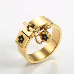 Glücksblumenanhänger - mit Kette - Ring - Edelstahl