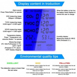 Kohlendioxidtester / CO2-Detektor / Luftqualitätsmonitor - Temperatur- / Feuchtigkeitsmessung - Multifunktionstester