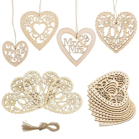 Wood weddings embellishment - laser cut love heart - hanging ornament - rustic wedding decorationValentine's day
