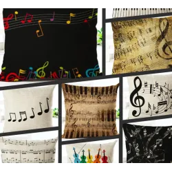 Dekorativer Kissenbezug – Musiknoten-Motiv – Baumwolle – 45 * 45 cm