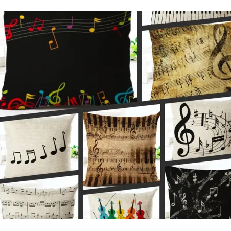 Dekorativer Kissenbezug – Musiknoten-Motiv – Baumwolle – 45 * 45 cm