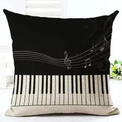 Dekorativer Kissenbezug – Musiknoten-Motiv – Baumwolle – 45 * 45 cm