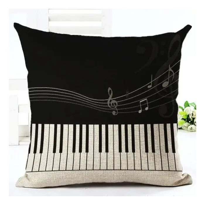 Dekorativer Kissenbezug – Musiknoten-Motiv – Baumwolle – 45 * 45 cm