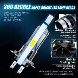 Mini-H7-LED-Scheinwerferlampe 250 W CSP – 320000 lm – Auto-Diodenlampen – H7 Turbo LED – 12 V – 6500 K