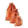 Linen Christmas gift bags - with drawstring - 10 piecesChristmas