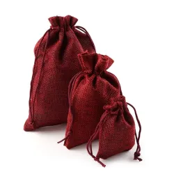 Linen Christmas gift bags - with drawstring - 10 piecesChristmas