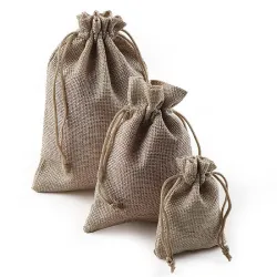 Linen Christmas gift bags - with drawstring - 10 piecesChristmas