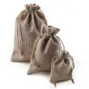 Linen Christmas gift bags - with drawstring - 10 piecesChristmas