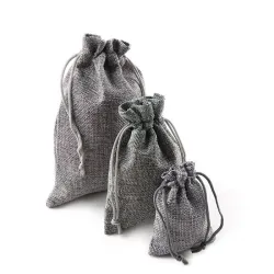 Linen Christmas gift bags - with drawstring - 10 piecesChristmas