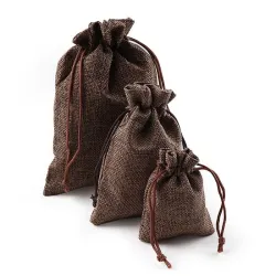 Linen Christmas gift bags - with drawstring - 10 piecesChristmas