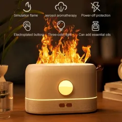Ultraschall-Luftbefeuchter – Diffusor für ätherische Öle – bunte LED-Flamme