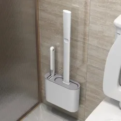 Silicone TPR Toilet Brush and Holder Toilet Bowl Brush with Holder Set Wall Hanging Toilet Brush Silicone Bristles for FloorHome