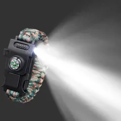 Multifunktionales Survivalarmband mit Kunststoffschnalle & LED-Licht