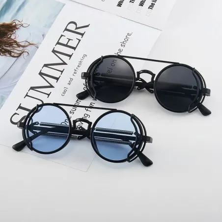 Klassische Gothic-Steampunk-Sonnenbrille – Retro – runder Rahmen
