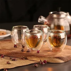 4 Pieces - Heat-resistant - double wall glass cup - glass - tea - espresso - coffeeCup heaters