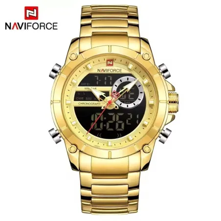 NAVIFORCE 9163 Men's Electronic Quartz Watch Luminous Calendar Casual Sports Waterproof Stainless Steel Strap Watches for Men...