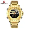 NAVIFORCE 9163 Men's Electronic Quartz Watch Luminous Calendar Casual Sports Waterproof Stainless Steel Strap Watches for Men...