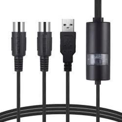 USB-zu-MIDI-Schnittstellenkabel – Adapter – Konverter für PC-Musiktastatur – Windows Mac iOS – 2 m