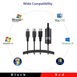 USB to MIDI cable adapter - Plug & Play for keyboards/DAWs (Windows/Mac/iOS) 2mGuitars