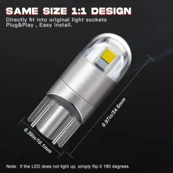 10x 194 T10 W5W LED bulbs - 7000K Ice White Super Bright interior kitT10