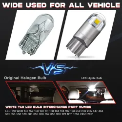 10x 194 T10 W5W LED bulbs - 7000K Ice White Super Bright interior kitT10