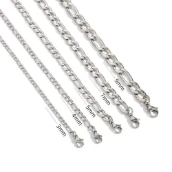 Fashion Figaro Cuban Link Chain Stainless Steel Necklace 45cm/50cm/55cm/60cm 3MM-9MM Gold Color Jewelry Gift Women MenHome