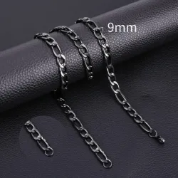 Fashion Figaro Cuban Link Chain Stainless Steel Necklace 45cm/50cm/55cm/60cm 3MM-9MM Gold Color Jewelry Gift Women MenHome