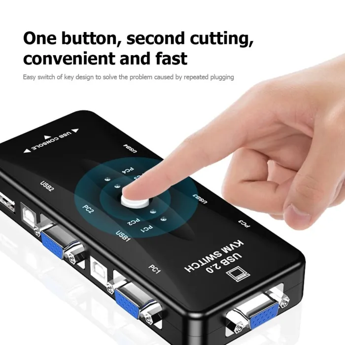 USB HDMI-compatible KVM Switch with Sufficient Durability and Ruggedness 4 in 1 Out VGA Splitter Box for Keyboard Mice Monito...