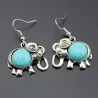 Elephant turquoise jewellery set - necklace + earrings - silverJewellery Sets