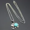 Elephant turquoise jewellery set - necklace + earrings - silverJewellery Sets