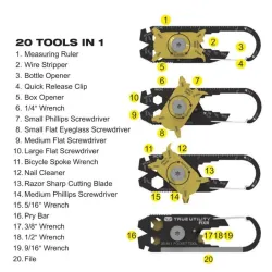 20 in1 Portable Mini Utility FIXR Tasche Multi Werkzeug Schlüsselanhänger Schlüsselanhänger