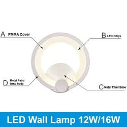 12W 16W LED Moderne Wandmontierte Licht Lampe