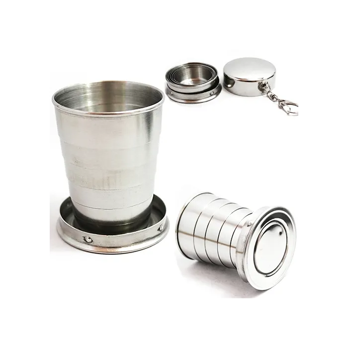 Mini Edelstahl Stahl tragbare Reise Teleskop Falten Cup 75ml