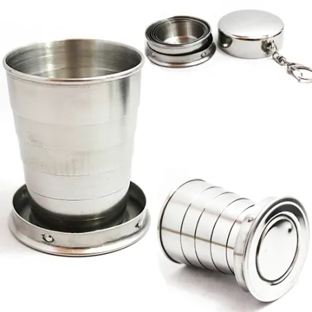 Mini Edelstahl Stahl tragbare Reise Teleskop Falten Cup 75ml