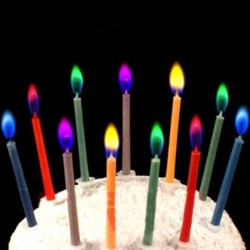 Bunte Flamme - Kerzen für Geburtstagskuchen 6 Stück