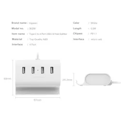 Ugreen USB C HUB 4 Ports Super Speed Interface SplitterHubs